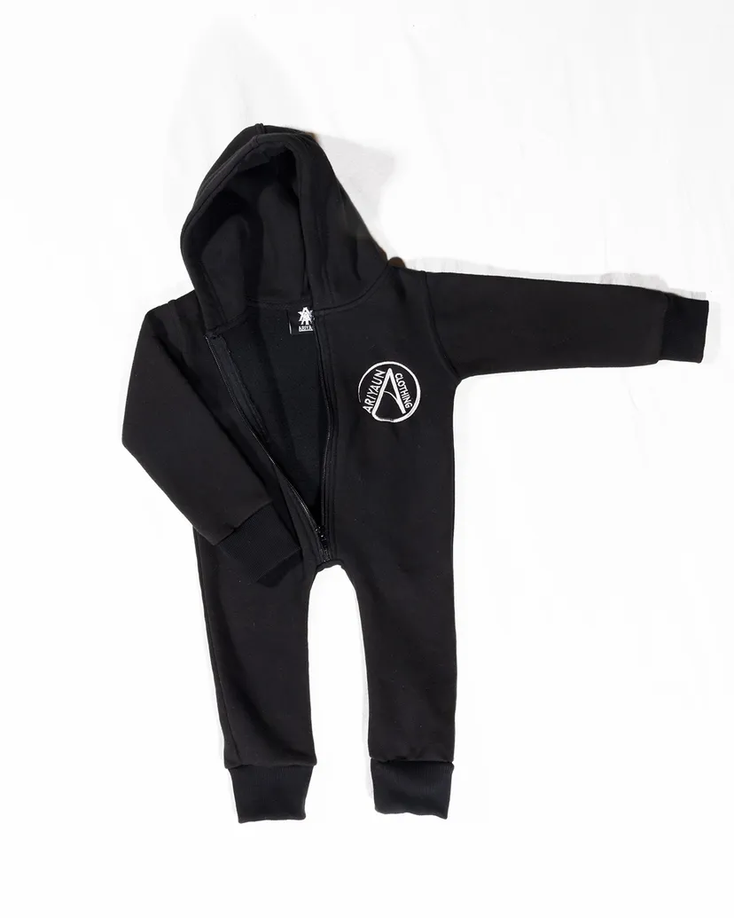 Baby Black Zip-Up Hoodie Onesie