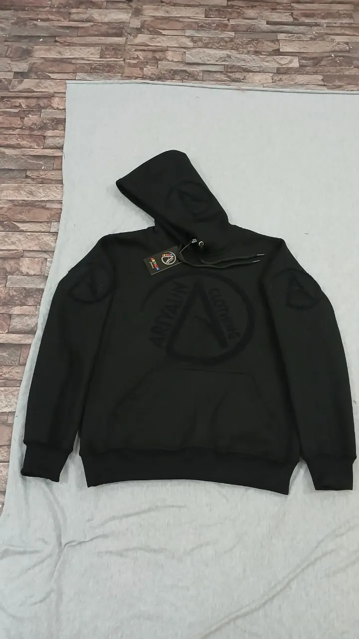Black-On-Black Embossed Hoodie