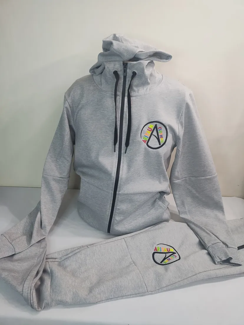 Heather Gray Full-Zip Tracksuit Set