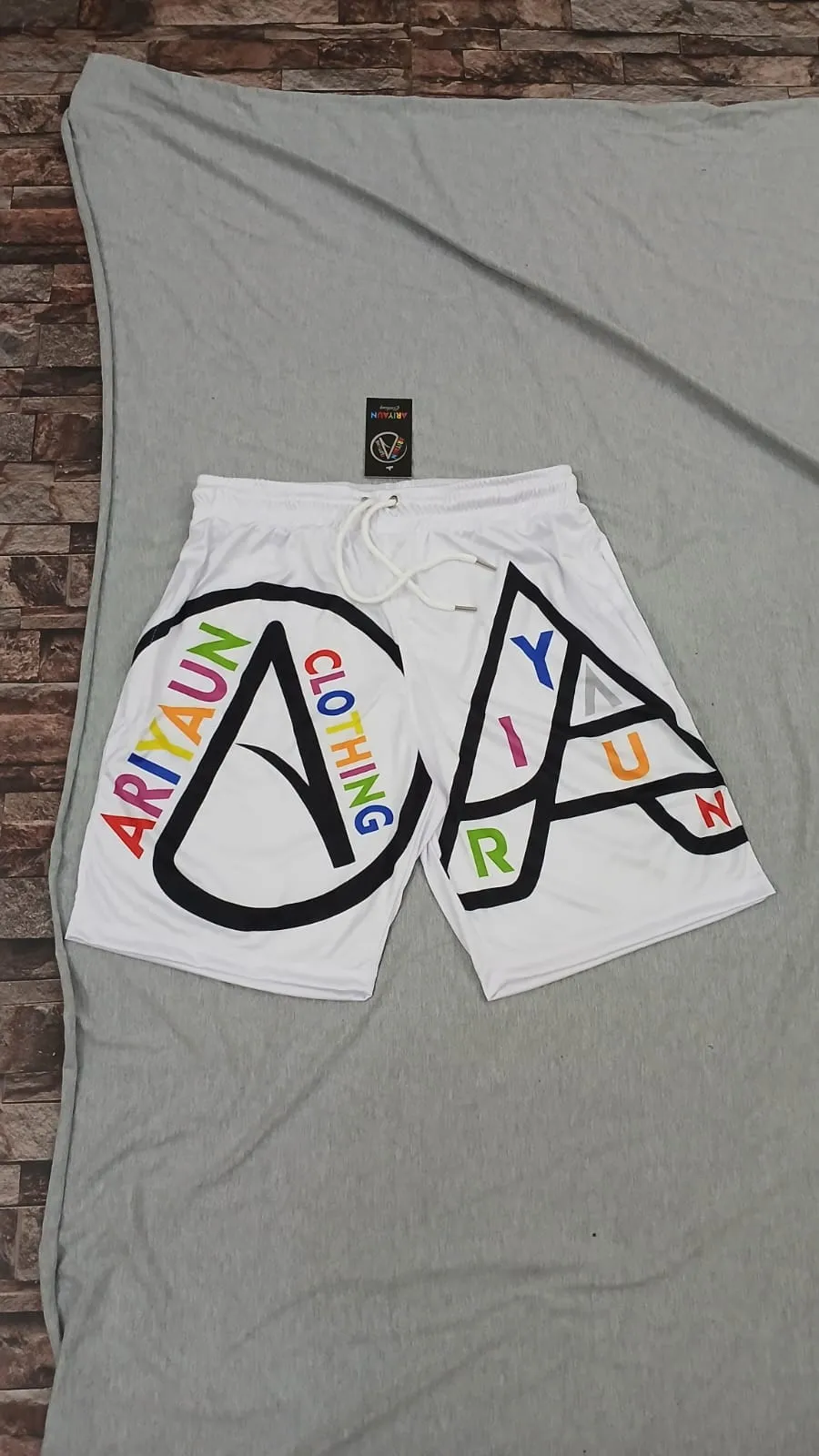 White Big Logo Graphic Shorts